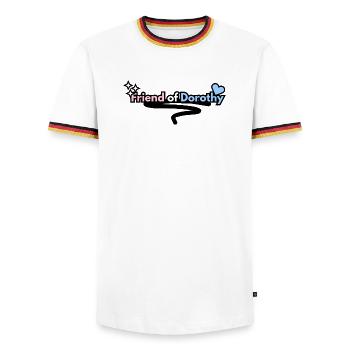 Freundin von Dorothy Trans Pride Hidden Queer - Männer Kontrast-T-Shirt - Weiß/Dreifarbig - Vorne - AI Model Female 172 light (172cm) & AI Model Male 185 light (185cm)