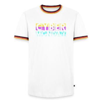 Cyber Monday Kaufrausch - Männer Kontrast-T-Shirt - Weiß/Dreifarbig - Vorne - AI Model Female 172 light (172cm) & AI Model Male 185 light (185cm)