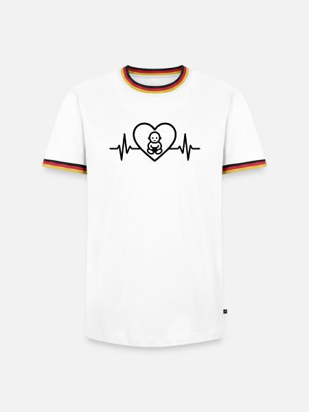 Baby Herz Familie Eltern - Männer Kontrast-T-Shirt - Weiß/Dreifarbig