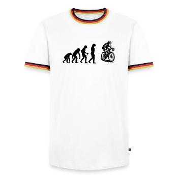Motif vélo de route pour les vrais passionnés - T-shirt contrasté Homme - blanc/tricolore - Devant - AI Model Female 172 light (172cm) & AI Model Male 185 light (185cm)