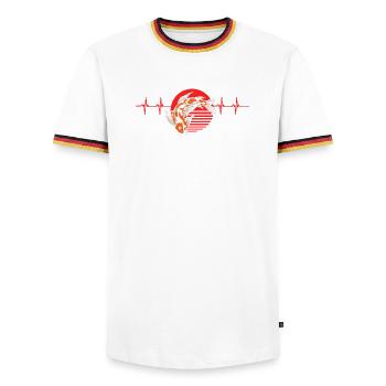 Heartbeat Koi Fish Red Sun Zen Japanese Style - Men's Ringer Shirt - white/tricolour - Front - AI Model Female 172 light (172cm) & AI Model Male 185 light (185cm)
