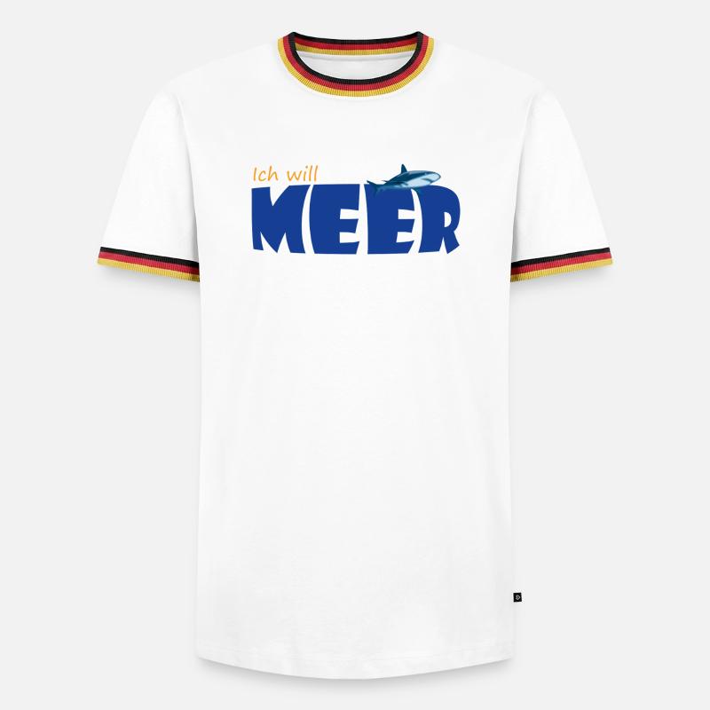 ICH WILL MEER - Männer Kontrast-T-Shirt - Weiß/Dreifarbig