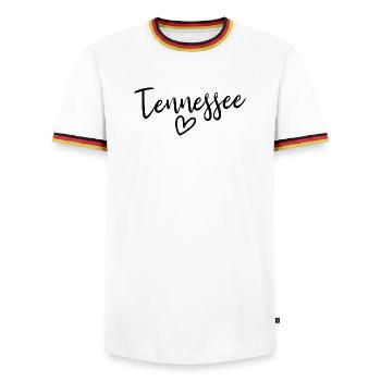 Amour des femmes du Tennessee Heart Tennessee - T-shirt contrasté Homme - blanc/tricolore - Devant - AI Model Female 172 light (172cm) & AI Model Male 185 light (185cm)