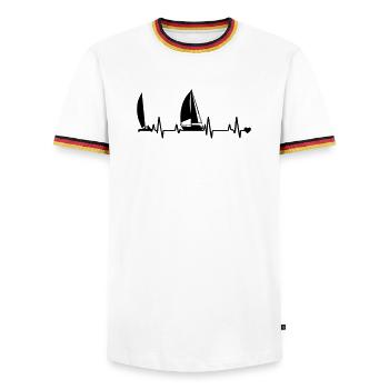 Sail - Männer Kontrast-T-Shirt - Weiß/Dreifarbig - Vorne - AI Model Female 172 light (172cm) & AI Model Male 185 light (185cm)