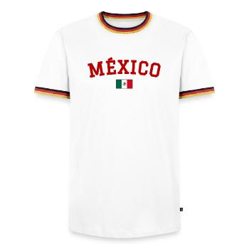 Drapeau du Mexique Rouge - T-shirt contrasté Homme - blanc/tricolore - Devant - AI Model Female 172 light (172cm) & AI Model Male 185 light (185cm)
