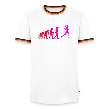 Marathon running gift idea for the runner - Men's Ringer Shirt - white/tricolour - Front - AI Model Female 172 light (172cm) & AI Model Male 185 light (185cm)