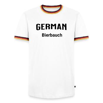 German Bierbauch - Männer Kontrast-T-Shirt - Weiß/Dreifarbig - Vorne - AI Model Female 172 light (172cm) & AI Model Male 185 light (185cm)