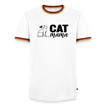 Cat Mama - Men's Ringer Shirt - white/tricolour - Front - AI Model Female 172 light (172cm) & AI Model Male 185 light (185cm)