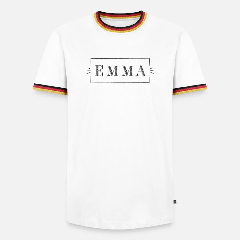 EMMA - name in a frame - Men's Ringer Shirt - white/tricolour