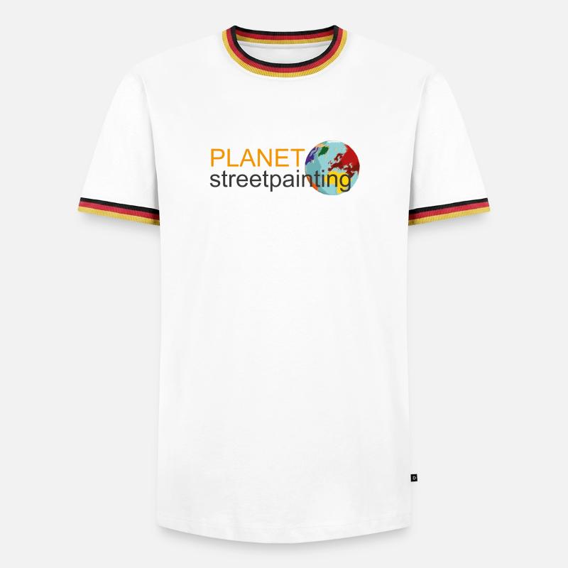 Planet logo wit - Men's Ringer Shirt - white/tricolour