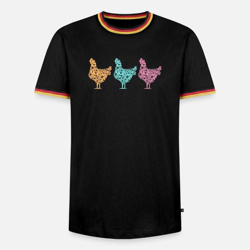 Pastel Chickens Silhouettes Pattern - Men's Ringer Shirt - black/tricolour