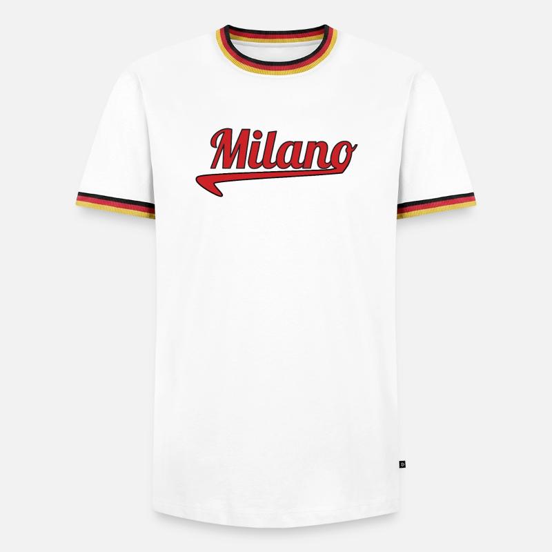 Milano Script Emblem Swoosh - Men's Ringer Shirt - white/tricolour