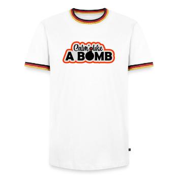 Calm Like Bomb Paradox Irony Humor Explosive Joke - Men's Ringer Shirt - white/tricolour - Front - AI Model Female 172 light (172cm) & AI Model Male 185 light (185cm)