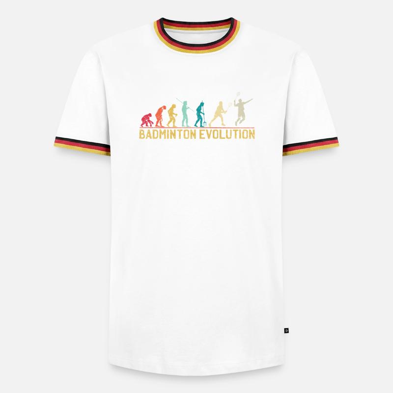 Badminton Evolution Timeline Design - Men's Ringer Shirt - white/tricolour