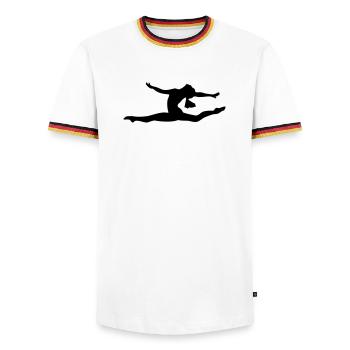 Gymnastic girl - Men's Ringer Shirt - white/tricolour - Front - AI Model Female 172 light (172cm) & AI Model Male 185 light (185cm)