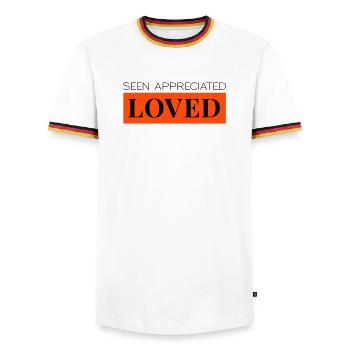 Lacs appréciés Aimé Bicolore - T-shirt contrasté Homme - blanc/tricolore - Devant - AI Model Female 172 light (172cm) & AI Model Male 185 light (185cm)