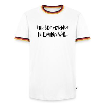 Best revenge ... by Cean - Men's Ringer Shirt - white/tricolour - Front - AI Model Female 172 light (172cm) & AI Model Male 185 light (185cm)