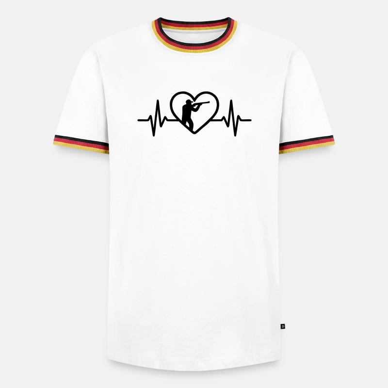 Herz Jäger – Leidenschaft Jagd - Männer Kontrast-T-Shirt - Weiß/Dreifarbig