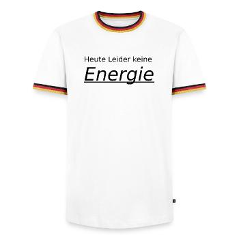 unfortunately no energy today - Men's Ringer Shirt - white/tricolour - Front - AI Model Female 172 light (172cm) & AI Model Male 185 light (185cm)