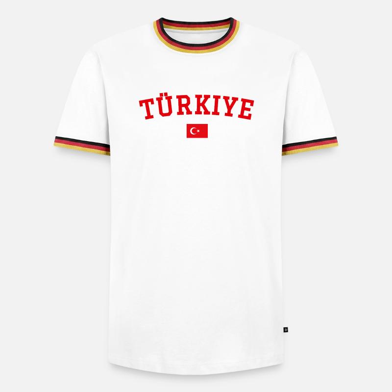 Turkey Flag Design Red - Men's Ringer Shirt - white/tricolour
