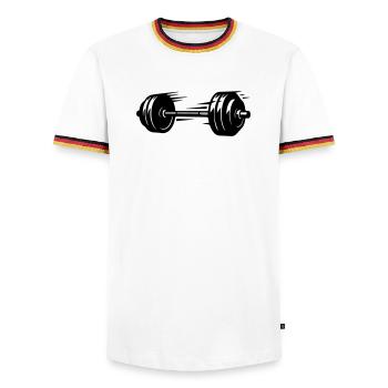 Barbell Symbol Dumbbells - Men's Ringer Shirt - white/tricolour - Front - AI Model Female 172 light (172cm) & AI Model Male 185 light (185cm)