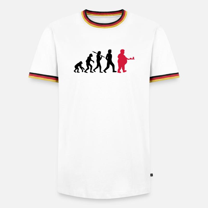 Fast Food Evolution - Männer Kontrast-T-Shirt - Weiß/Dreifarbig
