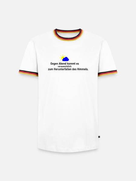 Himmel runter - Männer Kontrast-T-Shirt - Weiß/Dreifarbig