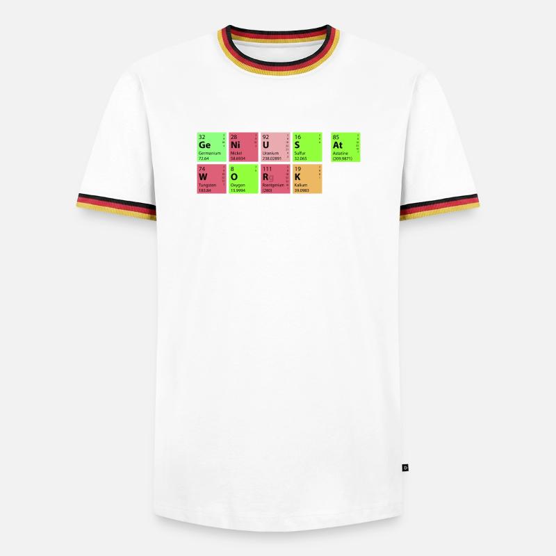 genius at work - Männer Kontrast-T-Shirt - Weiß/Dreifarbig