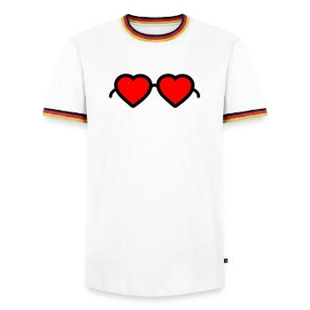 Lunettes pour cœur - T-shirt contrasté Homme - blanc/tricolore - Devant - AI Model Female 172 light (172cm) & AI Model Male 185 light (185cm)
