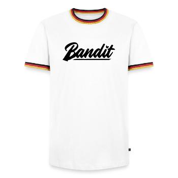 bandit motorrad rebell patch sticker aufkleber - Männer Kontrast-T-Shirt - Weiß/Dreifarbig - Vorne - AI Model Female 172 light (172cm) & AI Model Male 185 light (185cm)