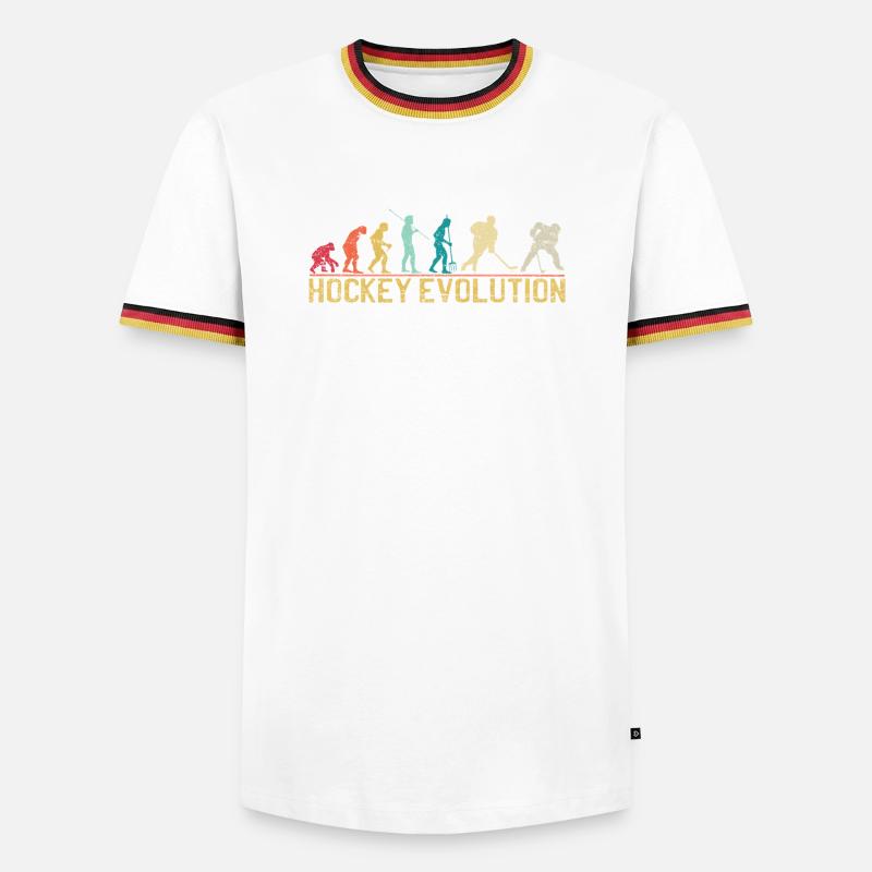 Hockey Evolution Silhouette Design - Men's Ringer Shirt - white/tricolour