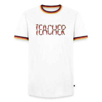 Chili teacher - Men's Ringer Shirt - white/tricolour - Front - AI Model Female 172 light (172cm) & AI Model Male 185 light (185cm)