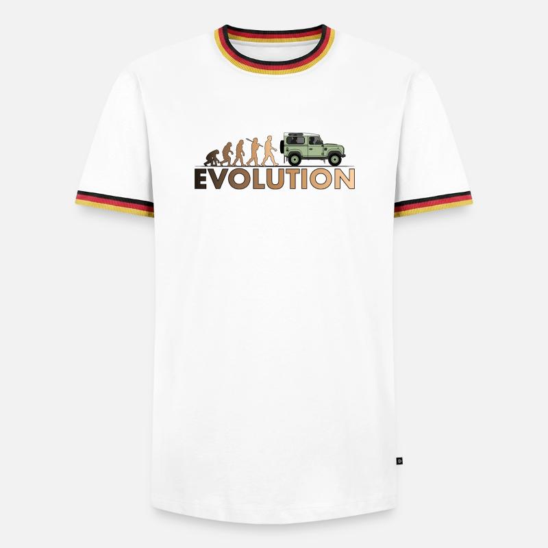 Defender 90 Evolution - Männer Kontrast-T-Shirt - Weiß/Dreifarbig