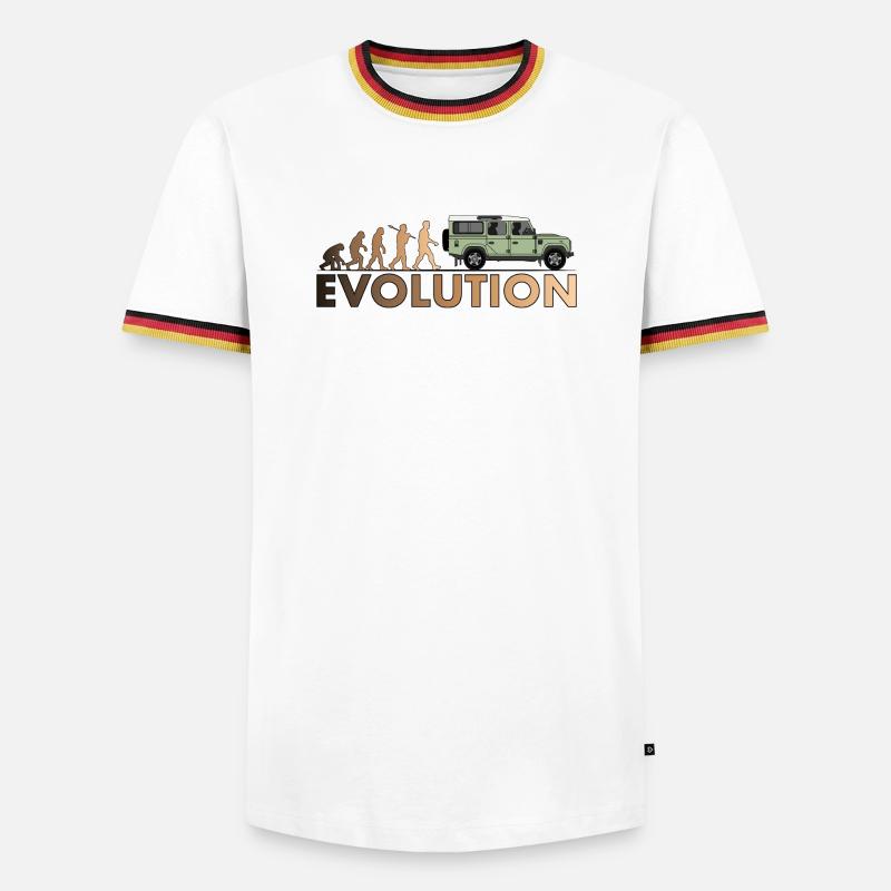 Defender 110 Evolution - Männer Kontrast-T-Shirt - Weiß/Dreifarbig