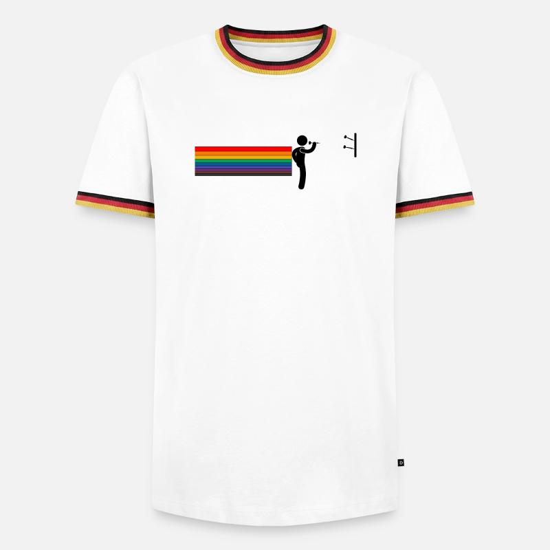 Rainbow Darter – Throw with Pride - Männer Kontrast-T-Shirt - Weiß/Dreifarbig
