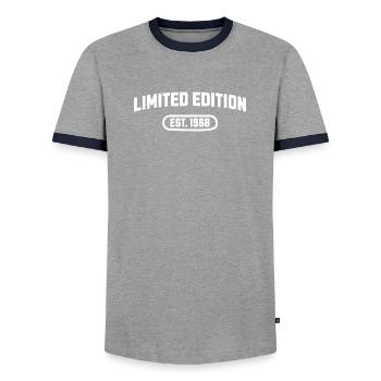 Limited Edition 1968 Geburtstag - Männer Kontrast-T-Shirt - Grau/Navy  - Vorne - AI Model Female 172 light (172cm) & AI Model Male 178 light (178cm)