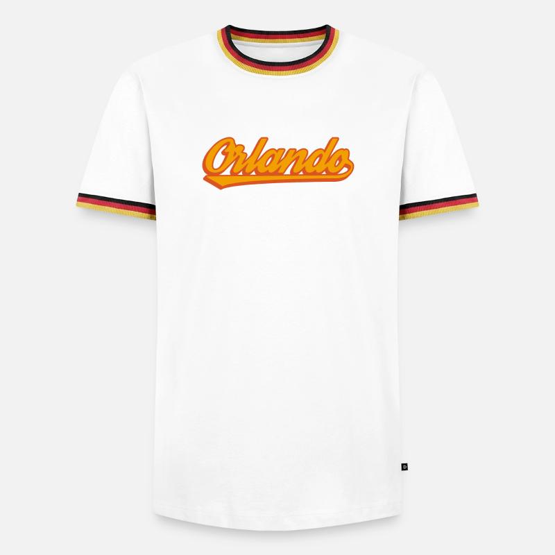 Orlando Retro Script - Männer Kontrast-T-Shirt - Weiß/Dreifarbig