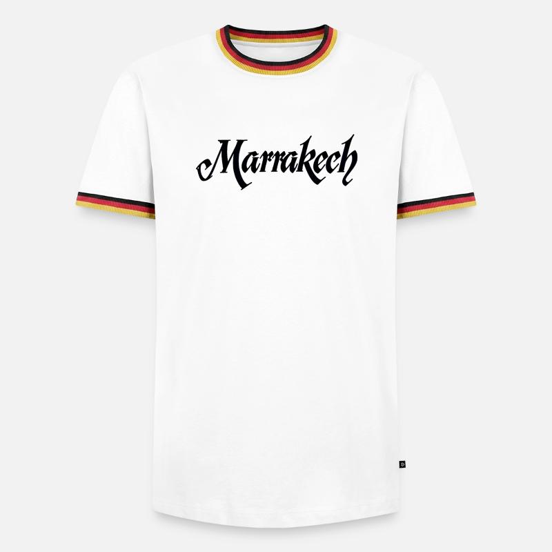 Marrakech Rote Stadtmauer Muster - Männer Kontrast-T-Shirt - Weiß/Dreifarbig