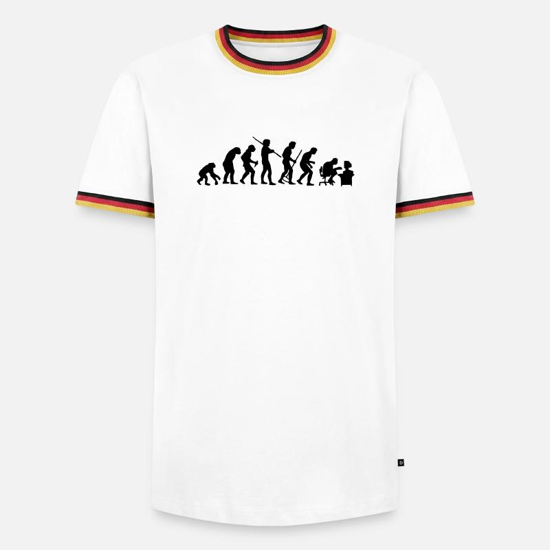 Evolution - Männer Kontrast-T-Shirt - Weiß/Dreifarbig
