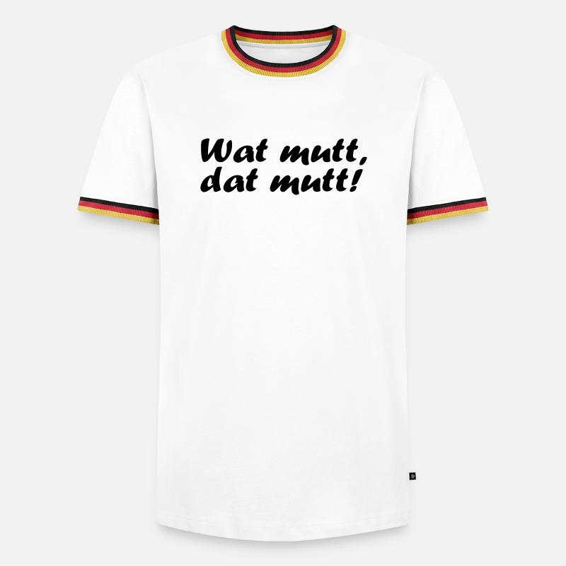 Wat mutt, dat mutt! - Männer Kontrast-T-Shirt - Weiß/Dreifarbig