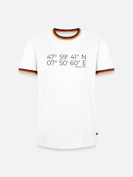 coordonnées Fribourg-en-Brisgau - T-shirt contrasté Homme - blanc/tricolore