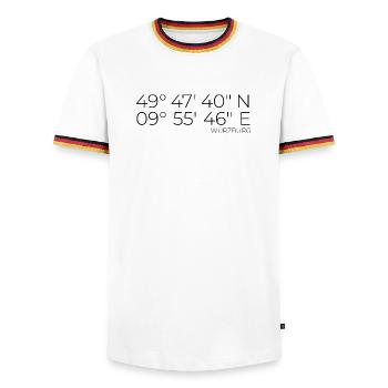 coordonnées Würzburg - T-shirt contrasté Homme - blanc/tricolore - Devant - AI Model Female 172 light (172cm) & AI Model Male 185 light (185cm)