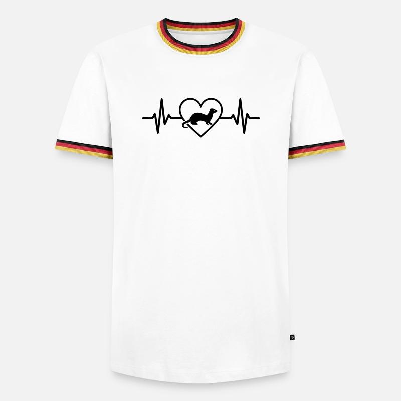 Frettchen Herz - Männer Kontrast-T-Shirt - Weiß/Dreifarbig