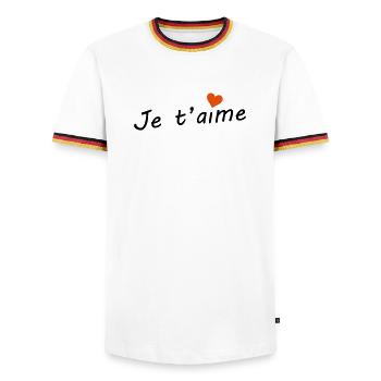 Je t'aime  - T-shirt contrasté Homme - blanc/tricolore - Devant - AI Model Female 172 light (172cm) & AI Model Male 185 light (185cm)