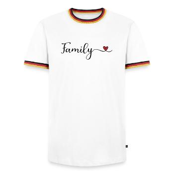 Famille - T-shirt contrasté Homme - blanc/tricolore - Devant - AI Model Female 172 light (172cm) & AI Model Male 185 light (185cm)