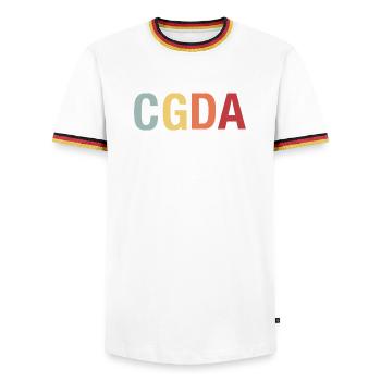 CGDA viola tuning string musician retro - Men's Ringer Shirt - white/tricolour - Front - AI Model Female 172 light (172cm) & AI Model Male 185 light (185cm)