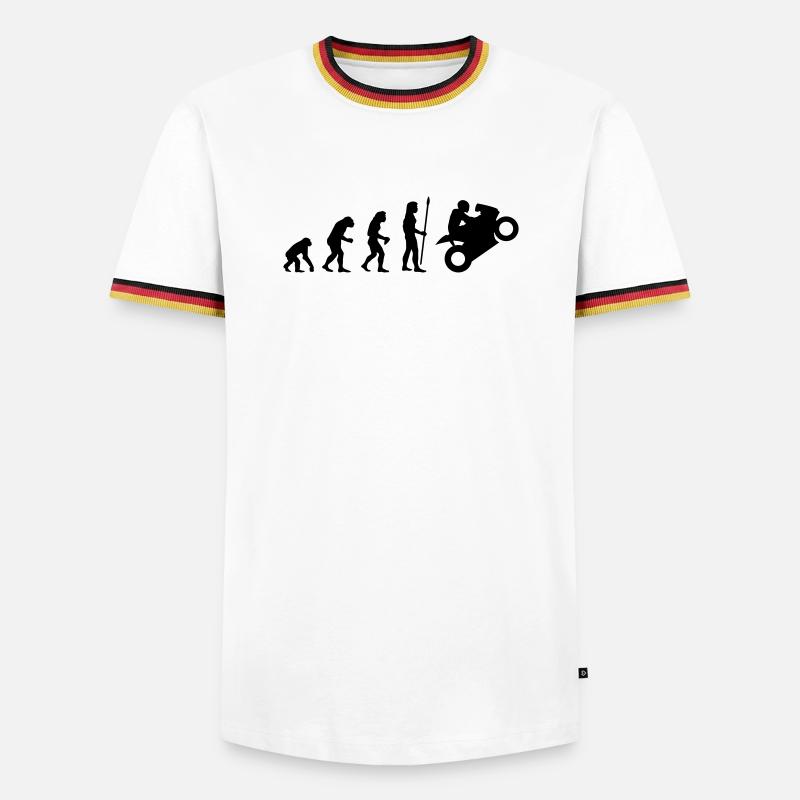 evolution_biker - Männer Kontrast-T-Shirt - Weiß/Dreifarbig