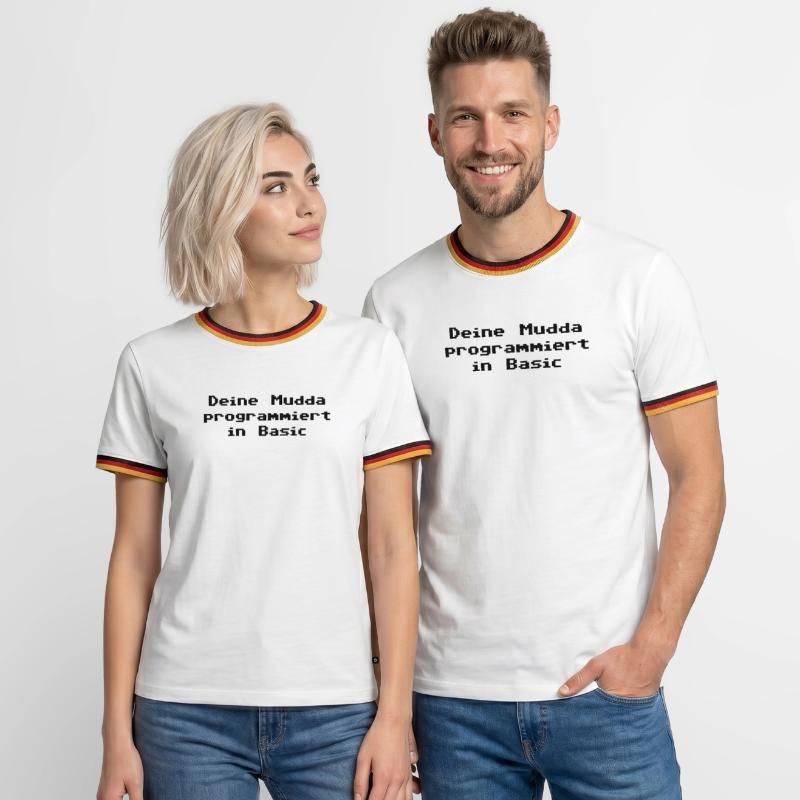 Deine Mudda programmiert in Basic Männer Kontrast-T-Shirt