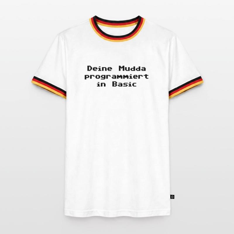 Deine Mudda programmiert in Basic Männer Kontrast-T-Shirt