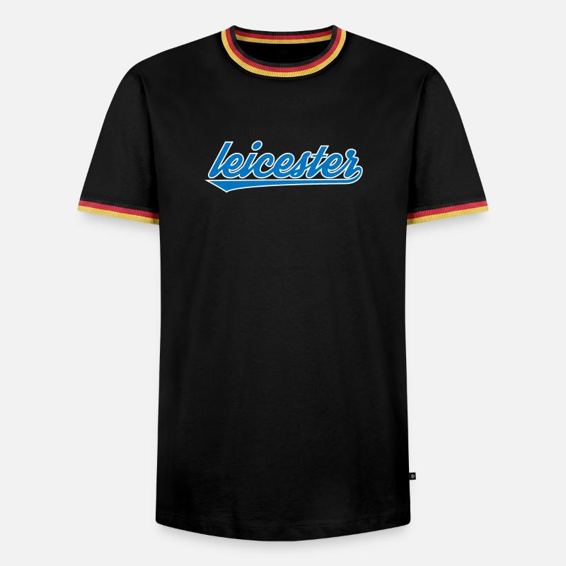 Leicester Blue Script Design - Men's Ringer Shirt - black/tricolour